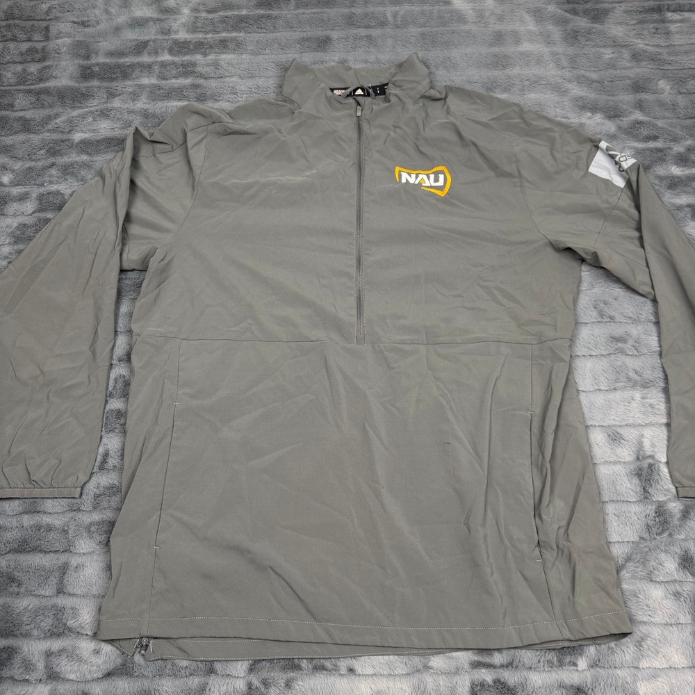 Adidas Mens NAU Lumberjacks Climalite Quarter Zip Pullover Gray Large 13577